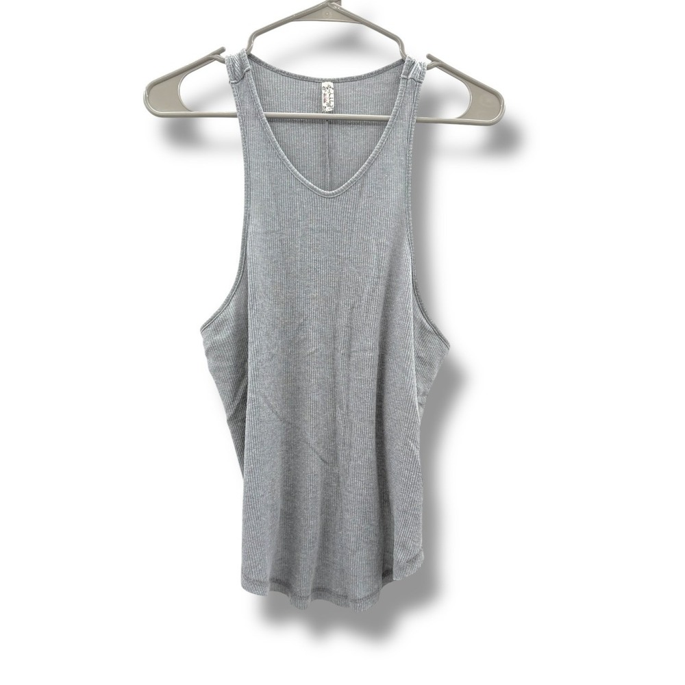 Free People Intimately FP Ribbed V-Neck Tank Top Women's Medium Gray Layering